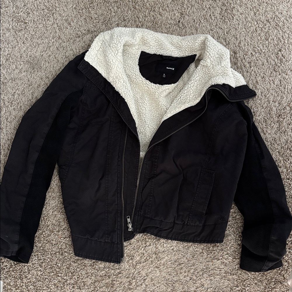 Hurley Black Jacket with Cream Fleece